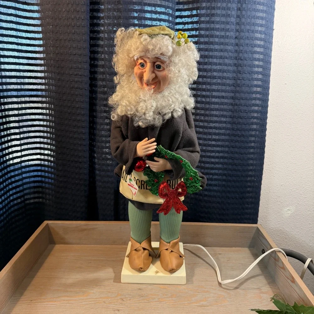 Vintage Telco Motion-ette Animated Christmas‎ Elf Workshop Figure Wreath 1990s